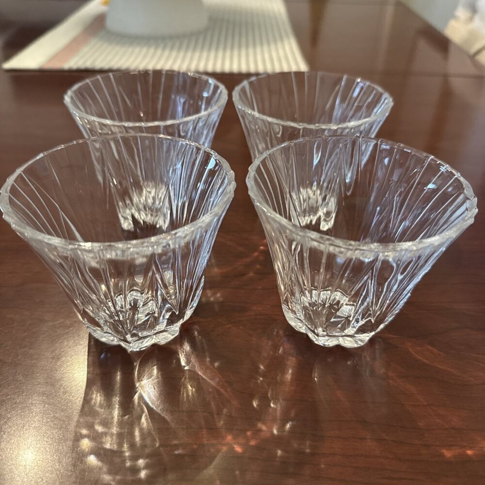 Set of 4 Glass Votive Candle Holders Approximately 3.25" Tall 3.5" Rim to Rim